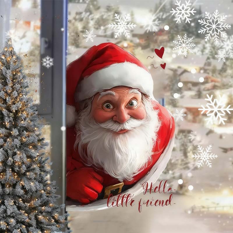 🔥Solange der Vorrat reicht 40 % Rabatt!🎉Weihnachtsmann und Schneeflocke Fensteraufkleber