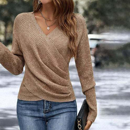 💖Black-Friday-Mega-Angebot – 50 % Rabatt!💖Damen Elegant Casual V-Ausschnitt Strickoberteil