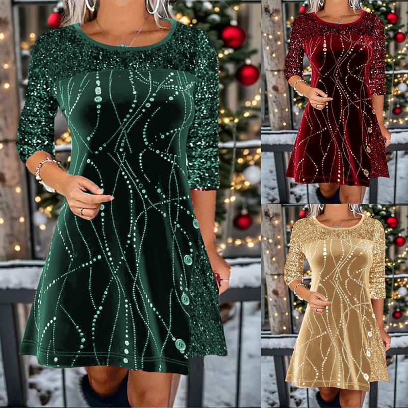 💖Black-Friday-Mega-Angebot – 50 % Rabatt!💖Elegantes Pailletten-A-Linien-Kleid