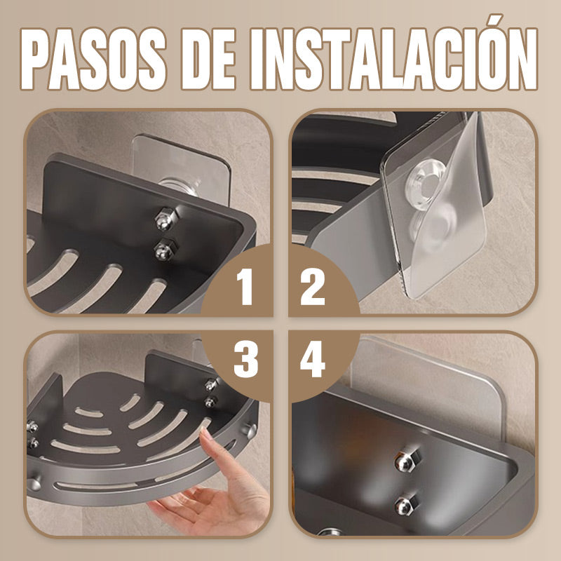 📢50% DE DESCUENTO!✨Estante de Ducha Esquinera sin Perforación con Ganchos