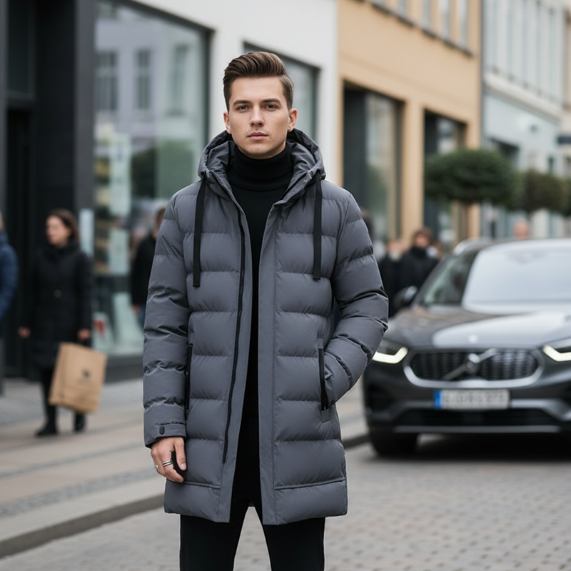 ⌛ Nur noch 3 Tage – 50 % auf alles! ⏰Herren-Steppjacke mit Kapuze, mittellang🔥Kostenloser Versand🔥