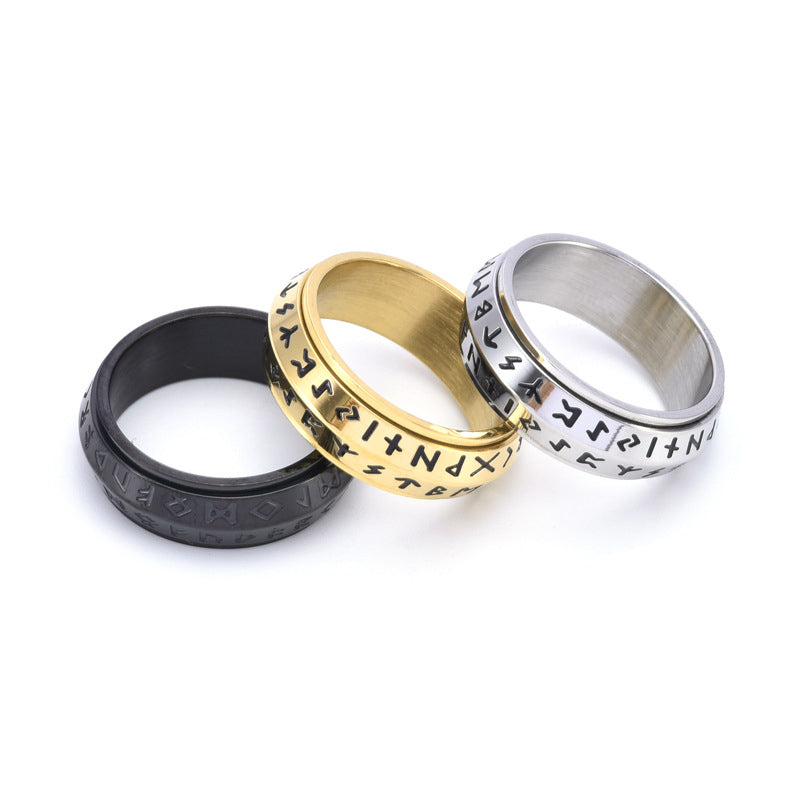 ✨🎅Weihnachtsangebote – Nur für kurze Zeit!⏰Titanium Steel Viking Rune Rotating Ring
