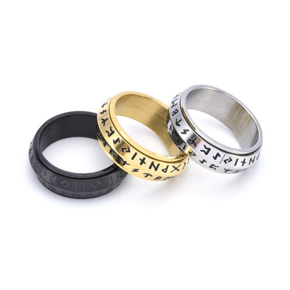 ✨🎅Weihnachtsangebote – Nur für kurze Zeit!⏰Titanium Steel Viking Rune Rotating Ring
