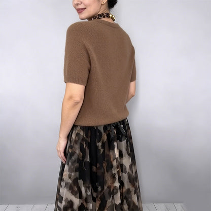 ⌛ Nur noch 3 Tage – 49% auf alles! ⏰Zweiteiliges Set für Damen bestehend aus Pullover und fließendem Rock mit Leopardenmuster