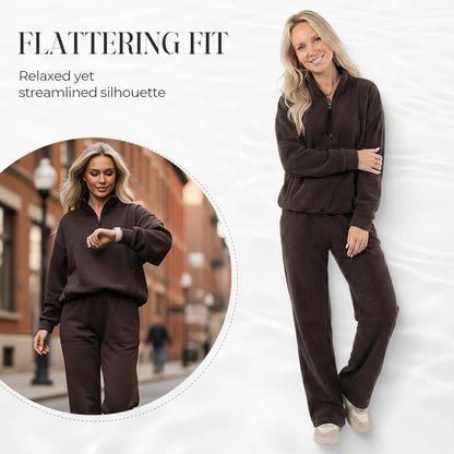 Lässiges Langarm-Oberteil und Hose mit hoher Taille für Damen