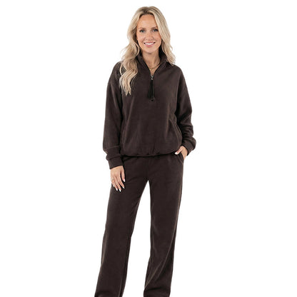 Lässiges Langarm-Oberteil und Hose mit hoher Taille für Damen