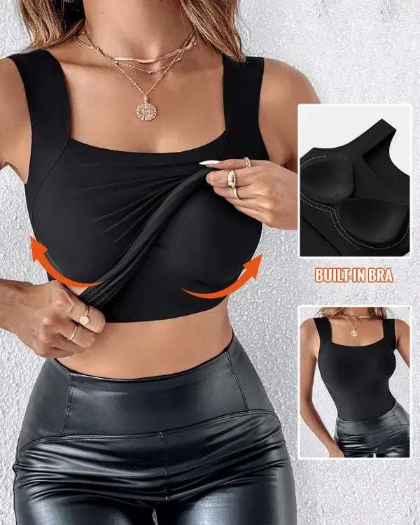🎁Weihnachtsverkauf 50 % Rabatt Damen Thermo-Tanktop mit U-Ausschnitt und integriertem BH