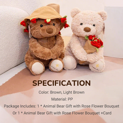 🌹🐻【50% Rabatt】Edler Rosenstrauß mit Tierbär – Nachhaltiges Geschenk voller Liebe & Charme 🎁💝 Perfekt für besondere Momente – hochwertig, langlebig & emotionsvoll!