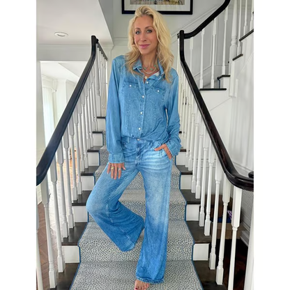 🔥⏰ Denim Dreams Pyjama-Set | Ultra-weiche Loungekleidung im Jeans-Look für maximalen Komfort.