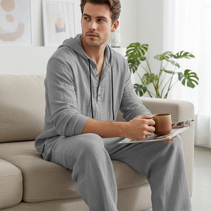 📢📢62 % Rabatt!! ⏰Herren Kapuze Casual Loose Top & Hose 2-teiliges Set