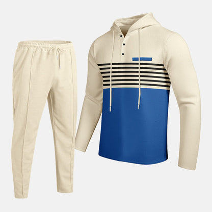 👕 Herren-Trainingsanzug mit Kapuze und Farbblock-Design 👖