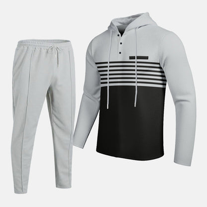 👕 Herren-Trainingsanzug mit Kapuze und Farbblock-Design 👖