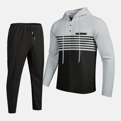 👕 Herren-Trainingsanzug mit Kapuze und Farbblock-Design 👖