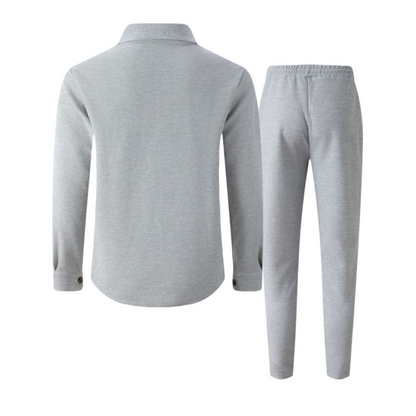 🔥Solange der Vorrat reicht 50 % Rabatt!🎉Herren-Set aus Waffel-Button-Down-Jacke und Hose