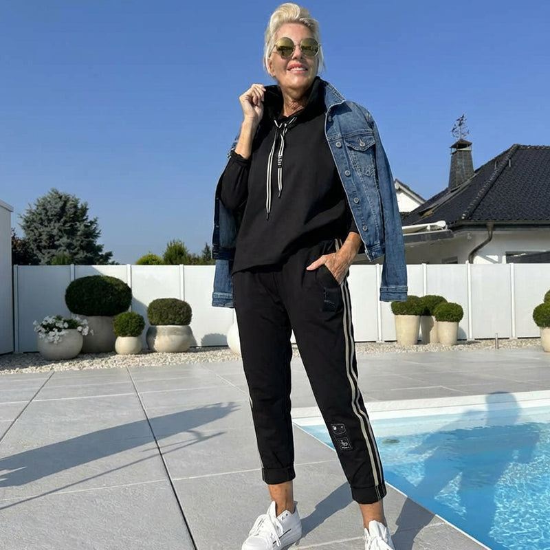Kapuzenjacke und Hose mit Kordelzug für Damen im Set