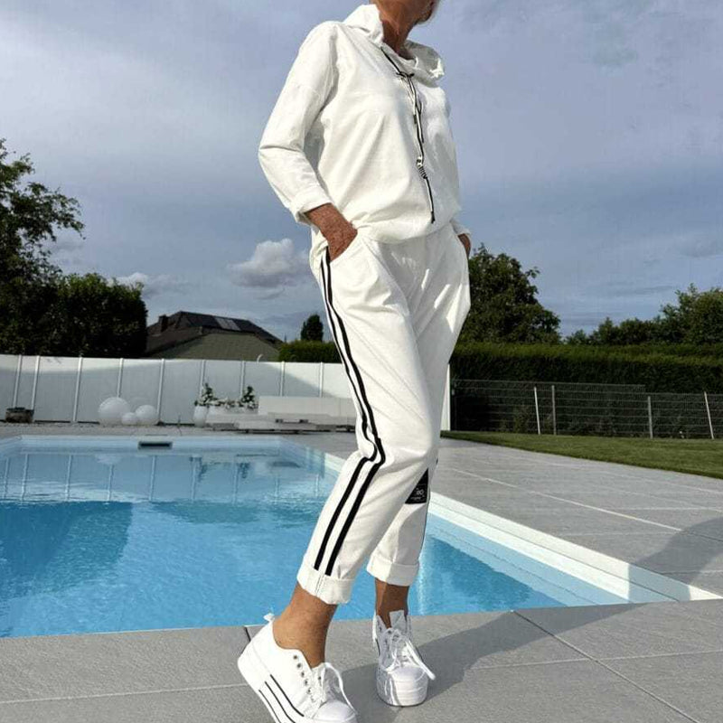 Kapuzenjacke und Hose mit Kordelzug für Damen im Set