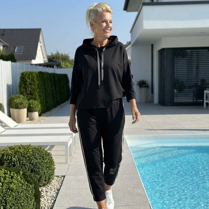 Kapuzenjacke und Hose mit Kordelzug für Damen im Set