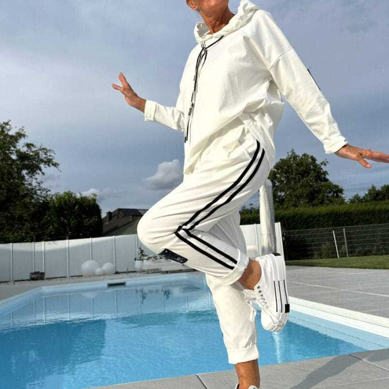 Kapuzenjacke und Hose mit Kordelzug für Damen im Set