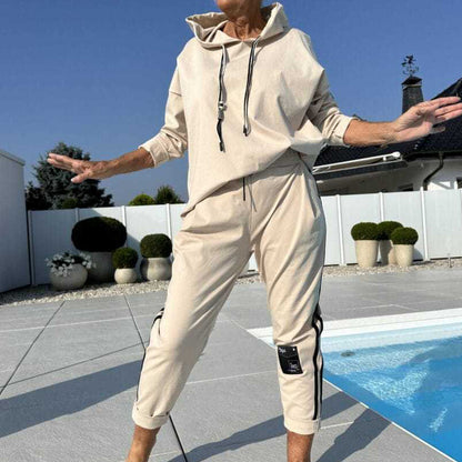 Kapuzenjacke und Hose mit Kordelzug für Damen im Set