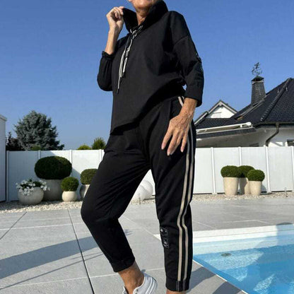Kapuzenjacke und Hose mit Kordelzug für Damen im Set