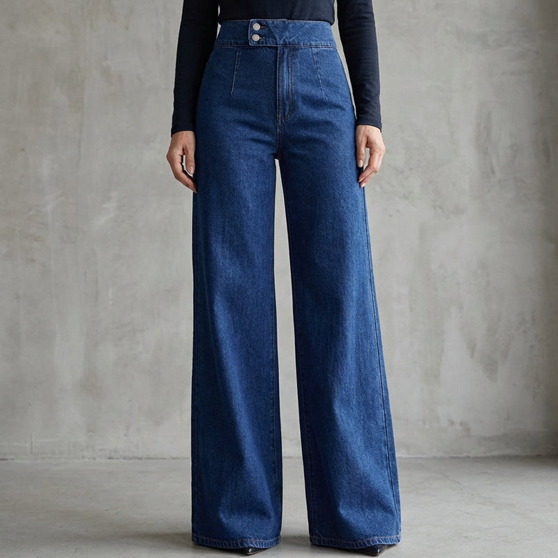 Damenjeans mit hoher Taille und weitem Bein