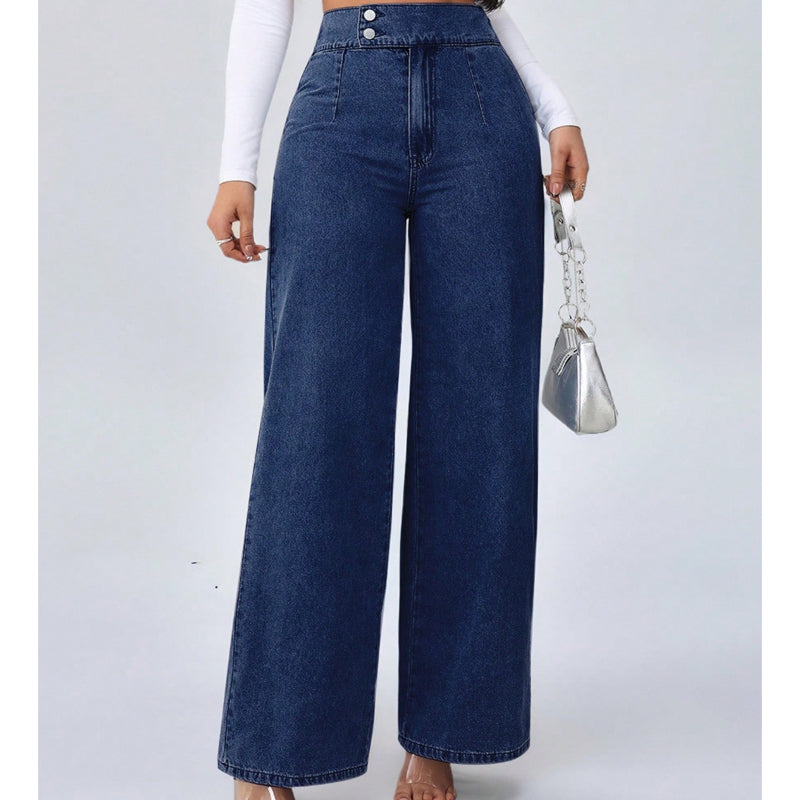 Damenjeans mit hoher Taille und weitem Bein