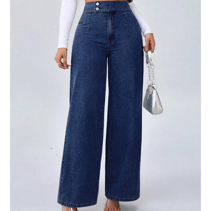Damenjeans mit hoher Taille und weitem Bein