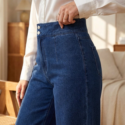Damenjeans mit hoher Taille und weitem Bein