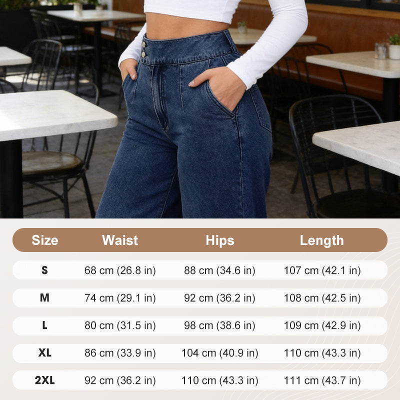 Damenjeans mit hoher Taille und weitem Bein