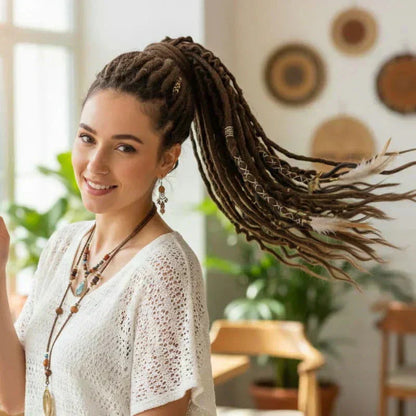 Deep Nu Locs Crochet Hair – geflochtene Zöpfe & lockere Wellen, Pferdeschwanz-Stil 💁🏽‍♀️✨