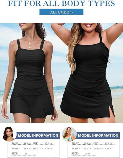 🩱Damen Vintage Bauchweg Zweiteiliger Tankini-Badeanzug