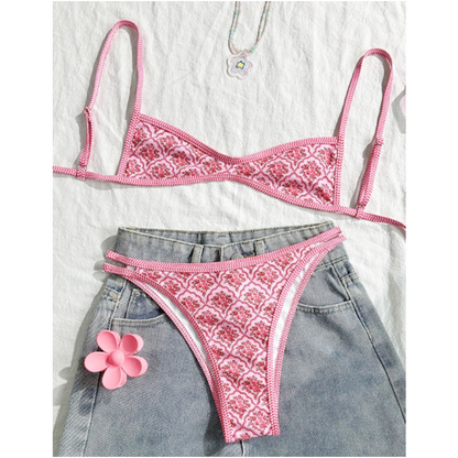 🔥Solange der Vorrat reicht 50 % Rabatt!🎉Boho-Fliesenmuster, rückenfreier Bikini