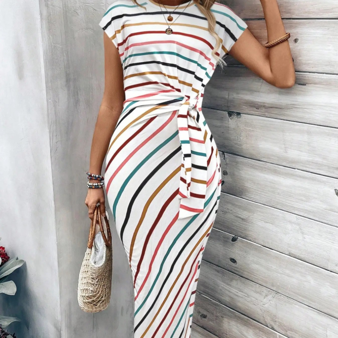 🔥LETZTER TAG IM ANGEBOT: 49% RABATT!!💕 Elegantes Damenkleid mit Bindegürtel