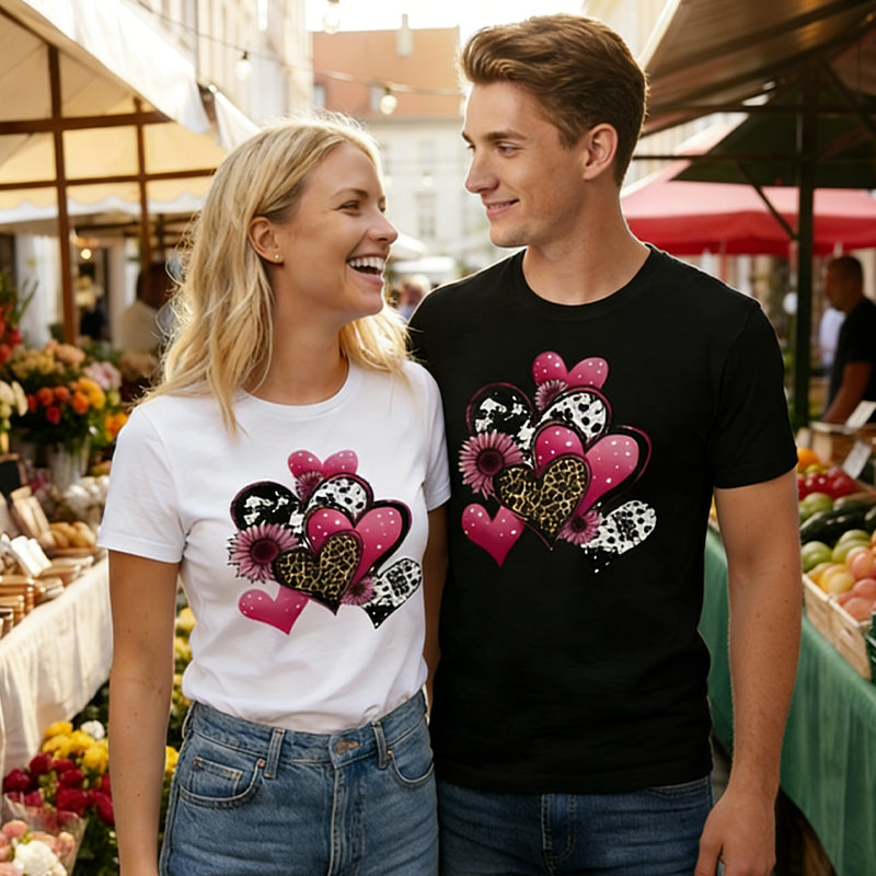 Valentine's Day Heart Print Couples T-Shirt