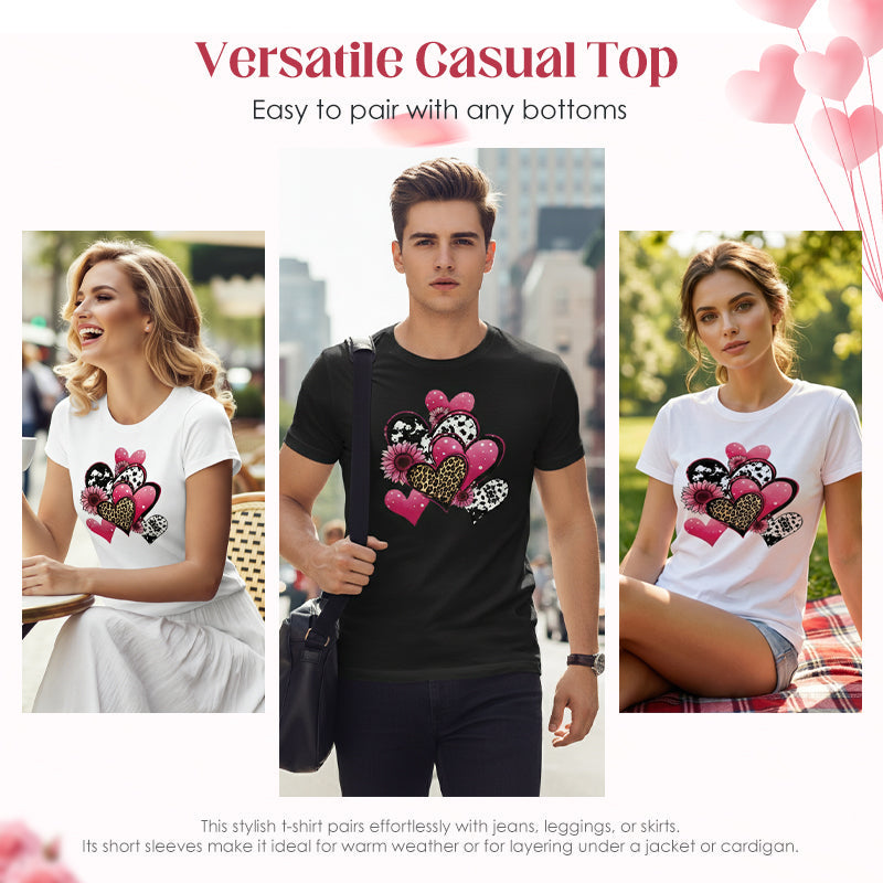 Valentine's Day Heart Print Couples T-Shirt