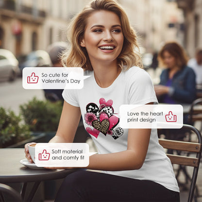 Valentine's Day Heart Print Couples T-Shirt