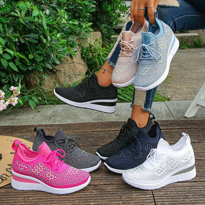 👟 54% RABATT! ✨ Atmungsaktive Sneaker aus Mesh mit Strassverzierung – Funkelndes Design, Leichte Belüftung & Rutschfeste Sohle 💎