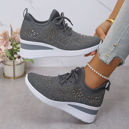 👟 54% RABATT! ✨ Atmungsaktive Sneaker aus Mesh mit Strassverzierung – Funkelndes Design, Leichte Belüftung & Rutschfeste Sohle 💎