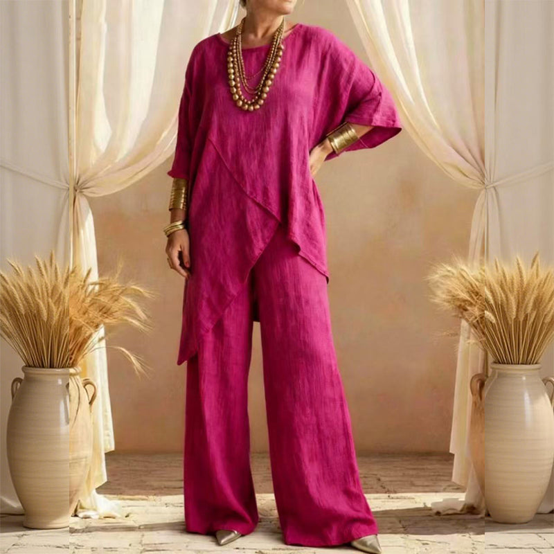 🔥Solange der Vorrat reicht 50% Rabatt!🎉Zweiteiliges Damen-Outfit mit lockerer Passform und asymmetrischem Oberteil