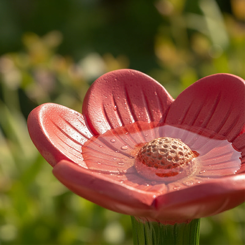 Abreuvoir en forme de fleur avec piquet de jardin pour abeilles