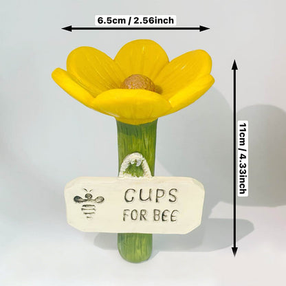 Abreuvoir en forme de fleur avec piquet de jardin pour abeilles