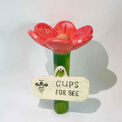 Abreuvoir en forme de fleur avec piquet de jardin pour abeilles