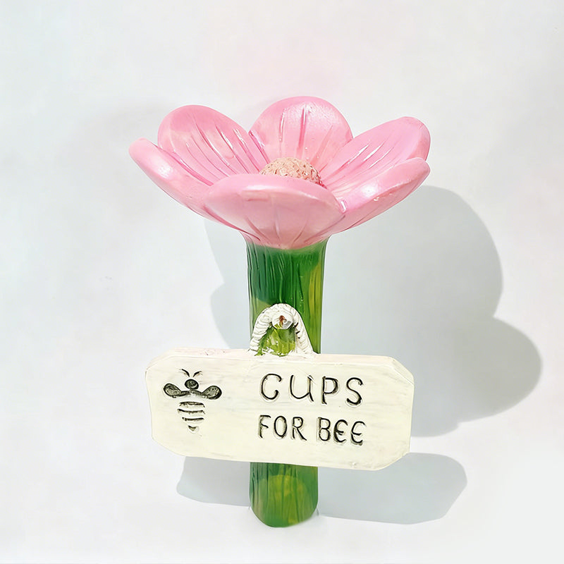 Abreuvoir en forme de fleur avec piquet de jardin pour abeilles