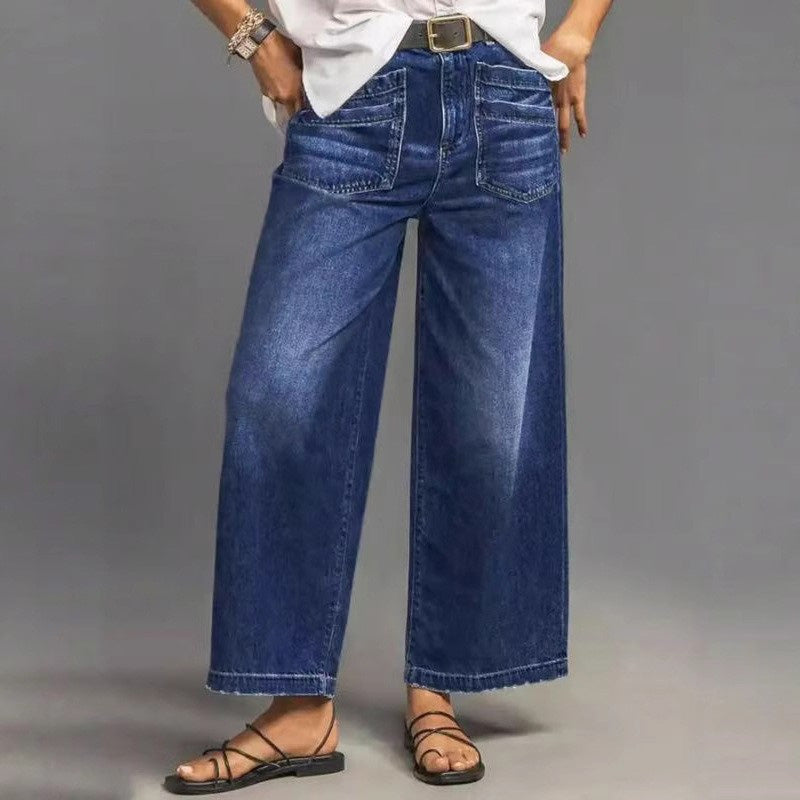 👖✨ Damen Casual High-Rise Weitbeinjeans – Schmeichelhafte Passform, Dehnbarer Komfort & Lässiger Style 💃