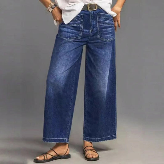 👖✨ Damen Casual High-Rise Weitbeinjeans – Schmeichelhafte Passform, Dehnbarer Komfort & Lässiger Style 💃