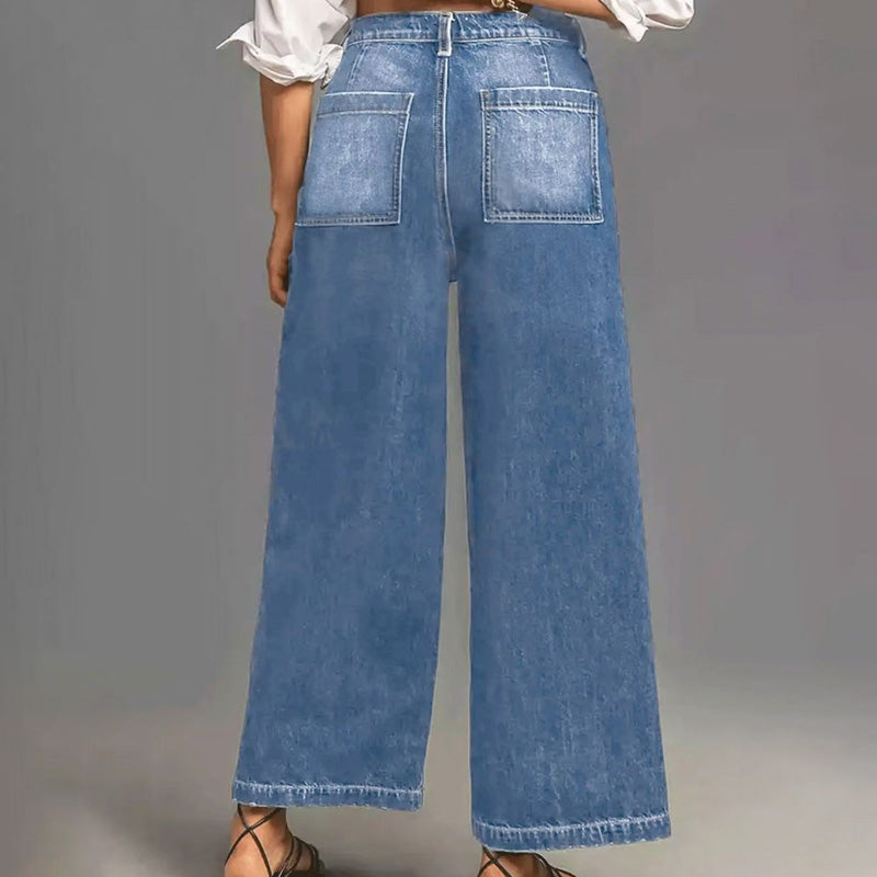 👖✨ Damen Casual High-Rise Weitbeinjeans – Schmeichelhafte Passform, Dehnbarer Komfort & Lässiger Style 💃