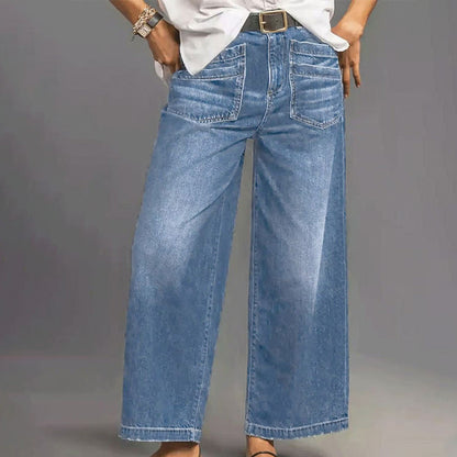 👖✨ Damen Casual High-Rise Weitbeinjeans – Schmeichelhafte Passform, Dehnbarer Komfort & Lässiger Style 💃