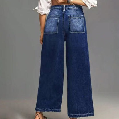 👖✨ Damen Casual High-Rise Weitbeinjeans – Schmeichelhafte Passform, Dehnbarer Komfort & Lässiger Style 💃