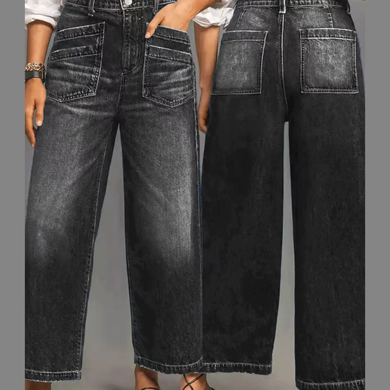 👖✨ Damen Casual High-Rise Weitbeinjeans – Schmeichelhafte Passform, Dehnbarer Komfort & Lässiger Style 💃