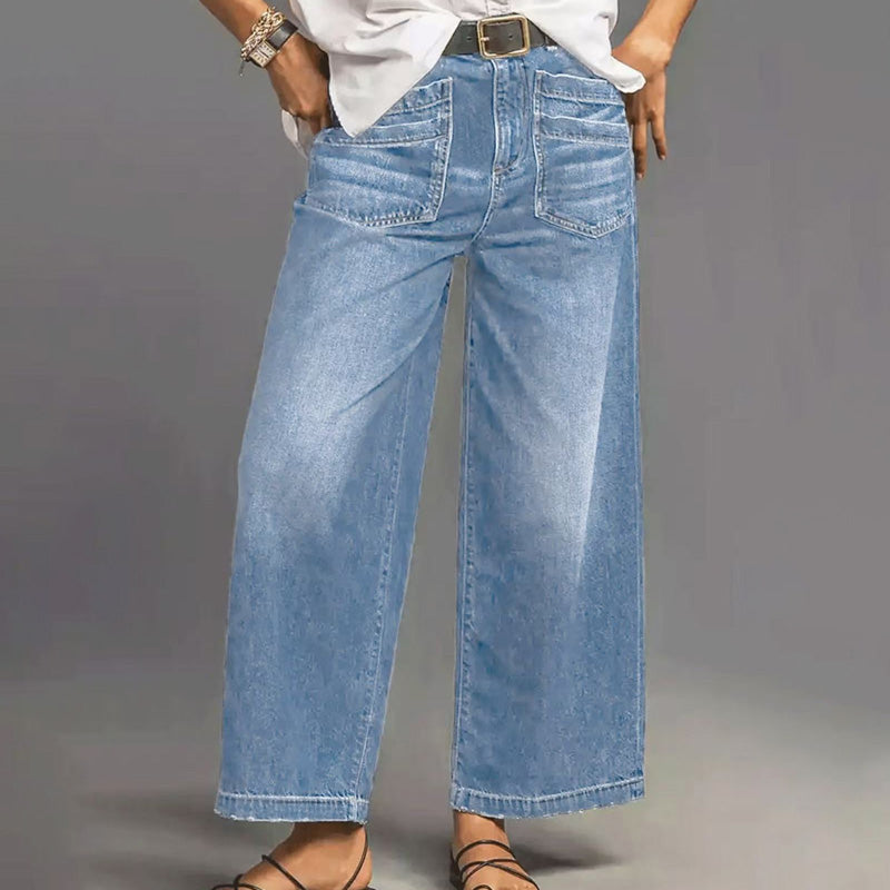 👖✨ Damen Casual High-Rise Weitbeinjeans – Schmeichelhafte Passform, Dehnbarer Komfort & Lässiger Style 💃